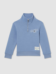 Children & Baby 9-13 yrs SmileyWorld Half-Zip Sweatshirt Unisex Fit in Blue