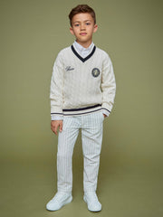Children & Baby 13-14 yrs SmileyWorld Cable-Knit Jumper Unisex Fit in Off White