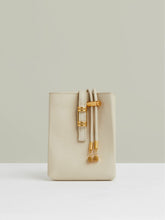 Women Leather Phone Holder in Off White