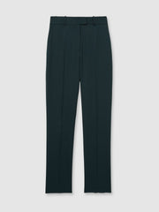 Women Wool-Blend Slim-Fit Suit Trousers in Green