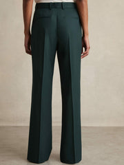 Women Petite Wool-Blend Wide-Leg Suit Trousers in Green