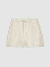 Women Laser Cut Drawstring Shorts in White