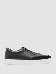 Men Bonded-Leather Low-Top Trainers in Black