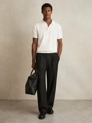 Men Cotton-Silk Polo Shirt in Off White