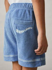 Children & Baby 13-14 yrs Towelling Brand-Embroidered Shorts in Airforce Blue