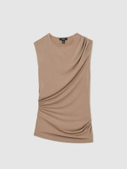 Women Stretch-Modal Ruched Vest in Mocha Brown