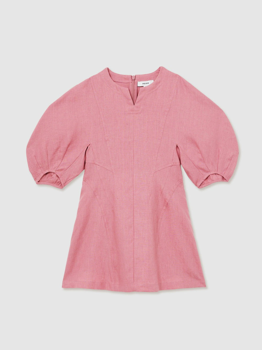 Children & Baby 13-14 yrs Linen Balloon-Sleeve Dress in Pink