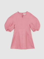 Children & Baby 13-14 yrs Linen Balloon-Sleeve Dress in Pink