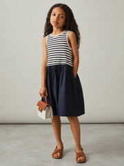 Children & Baby 3-9 yrs Cotton Layered Sleeveless Midi Dress in Navy