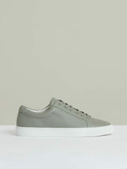 Men Tumbled-Leather Low-Top Trainers in Mint Green