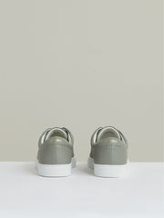 Men Tumbled-Leather Low-Top Trainers in Mint Green