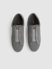 Men Suede Slip-On Elasticated Trainers in Grey