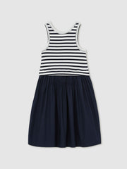 Children & Baby 13-14 yrs Cotton Layered Sleeveless Midi Dress in Navy