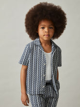 Children & Baby 3-9 yrs Zig-Zag Knit Cuban-Collar Shirt in Blue