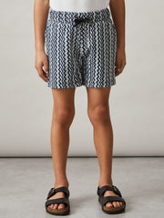 Children & Baby 9-13 yrs Zig-Zag Knit Drawstring Shorts in Blue