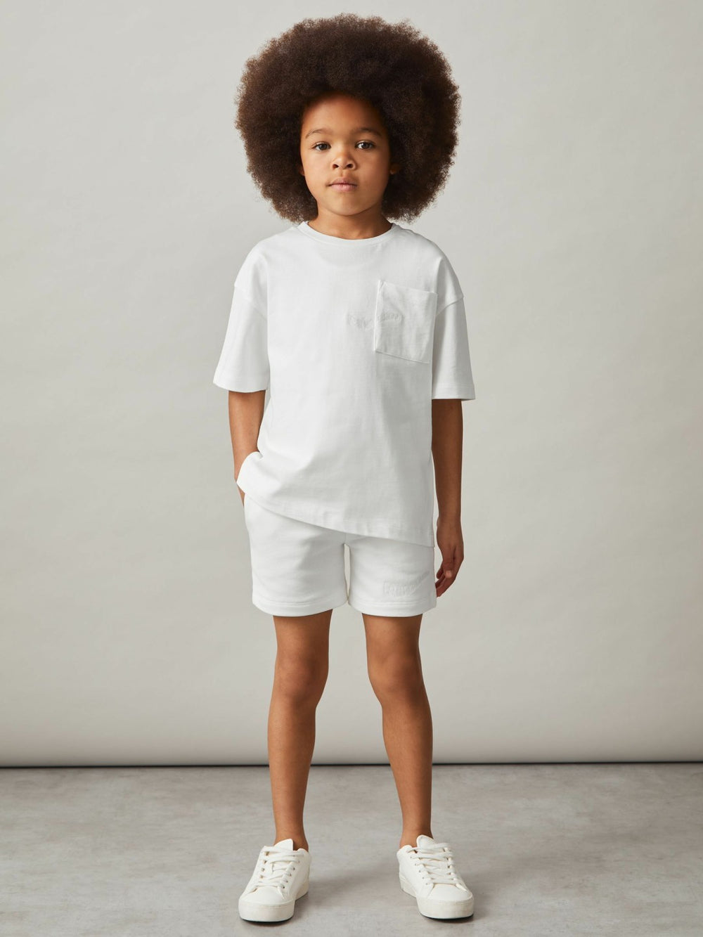 Children & Baby 3-9 yrs Cotton Palm-Embroidery Oversize T-Shirt in Off White