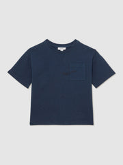 Children & Baby 3-9 yrs Cotton Palm-Embroidery Oversize T-Shirt in Washed Navy