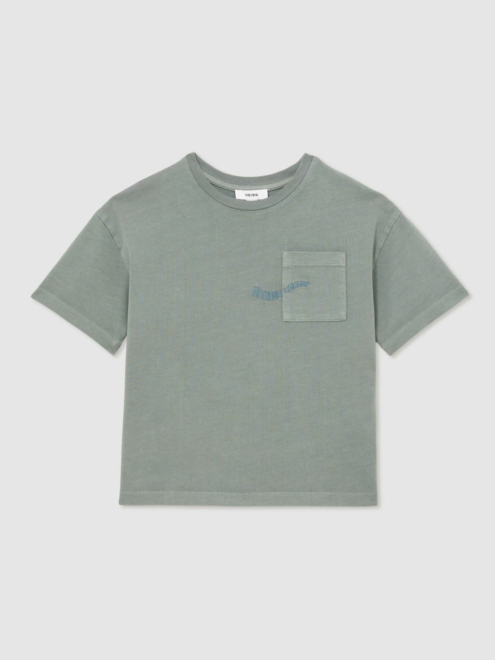 Children & Baby 13-14 yrs Cotton Palm-Embroidery Oversize T-Shirt in Washed Sage