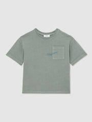 Children & Baby 13-14 yrs Cotton Palm-Embroidery Oversize T-Shirt in Washed Sage