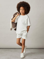 Children & Baby 13-14 yrs Cotton Brand-Embroidered Shorts in Off White