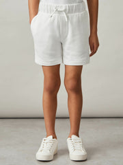 Children & Baby 13-14 yrs Cotton Brand-Embroidered Shorts in Off White