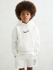 Children & Baby 13-14 yrs Cotton-Blend Palm-Embroidered Hoodie in Off White