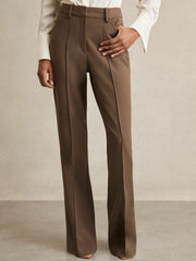 Women Petite Flared Suit Trousers in Mink Neutral