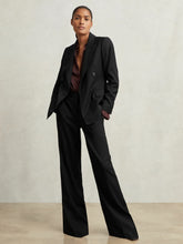 Women Wool-Blend Wide-Leg Suit Trousers in Black