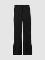 Women Wool-Blend Wide-Leg Suit Trousers in Black