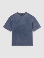 Men Cotton Garment-Dyed Oversize T-Shirt in Indigo Blue