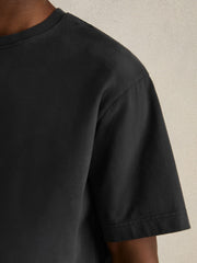 Men Cotton Garment-Dyed Oversize T-Shirt in Washed Black