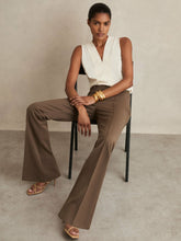 Women Flared Suit Trousers in Mink Neutral