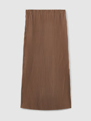 Women Pleated Jersey Midi Skirt in Chocolate
