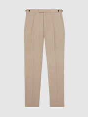 Men Wool-Blend Slim-Fit Suit Trousers in Oatmeal Brown