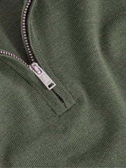 Children & Baby 3-9 yrs Merino Wool Half-Zip Funnel Neck Jumper in Kale Green
