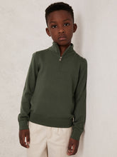 Children & Baby 9-13 yrs Merino Wool Half-Zip Funnel Neck Jumper in Kale Green