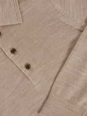 Children & Baby 9-13 yrs Merino Wool Long-Sleeve Polo Shirt in Wheat Melange