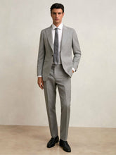 Men Slim-Fit Wool Suit Trousers in Mid Grey