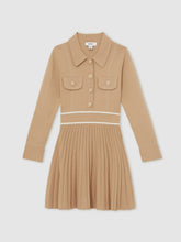 Children & Baby 13-14 yrs Button-Detail Stripe Knitted Dress in Camel