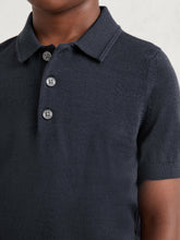 Children & Baby 9-13 yrs Merino Wool Short Sleeve Polo Shirt in Midnight Navy