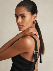 Women Stretch-Cotton D-Ring Strap Vest in Black