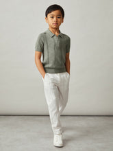 Children & Baby 9-13 yrs Half-Zip Pointelle Polo Shirt in Sage