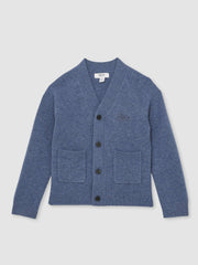Children & Baby 3-9 yrs Wool Embroidered-Logo Cardigan in Dark Airforce Blue
