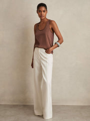 Women Silk-Front Cami Top in Mocha Brown