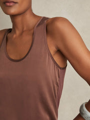 Women Silk-Front Cami Top in Mocha Brown
