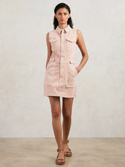Women Good American Denim Zipped Mini Dress in Petal Pink