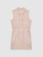 Women Good American Denim Zipped Mini Dress in Petal Pink
