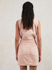 Women Good American Denim Zipped Mini Dress in Petal Pink