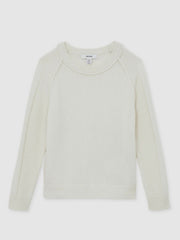 Children & Baby 3-9 yrs Wool-Cashmere Reverse-Seam Jumper in Off White