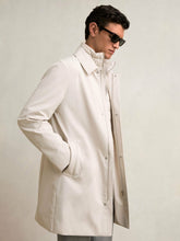 Men Hybrid Removable Funnel Neck Overcoat in Light Stone